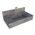 Imagen de Mueble de baño suspendido de porcelanato gris Milano 84 cm con bacha incorporada
