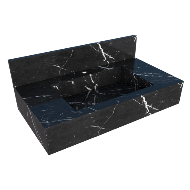 Imagen de Mueble de baño suspendido de porcelanato Negro Milano 84 cm con bacha incorporada