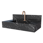 Imagen de Mueble de baño suspendido de porcelanato Negro Milano 84 cm con bacha incorporada