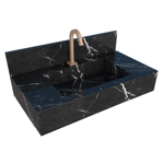 Imagen de Mueble de baño suspendido de porcelanato Negro Milano 84 cm con bacha incorporada