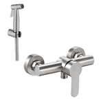 Imagen de Grifería de ducha higiénica Monocomando de pared Milano Gris satinado