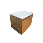 Imagen de Mueble de baño suspendido madera 60 cm con mesada mármol con bacha