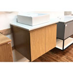 Imagen de Mueble de baño suspendido madera 60 cm con mesada mármol con bacha
