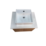 Imagen de Mueble de baño suspendido madera 60 cm con mesada mármol con bacha