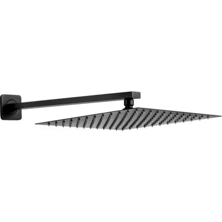 Imagen de Roseta y brazo de ducha cuadrado 30x30 cm negro mate