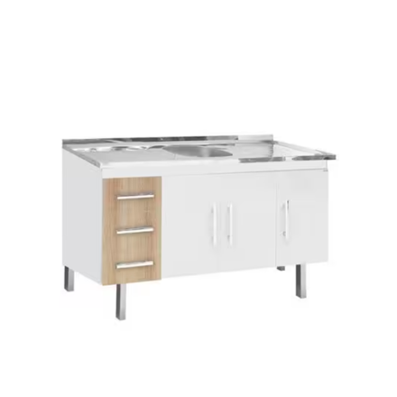 Imagen de Mueble de cocina bajo mesada 140 cm Roble y blanco
