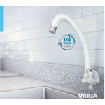 Imagen de Grifo Unitario de Cocina de pared pico largo Marujá blanca