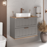 Imagen de Mueble de baño suspendido Milena 78 cm Avellana/Catedral sin bacha