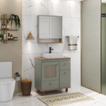 Imagen de Mueble de baño de Pie Julia Verde con Catedral 78cm con Bacha de Loza