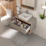 Imagen de Mueble de baño suspendido Isadora Grigio con Catedral 78cm con Bacha de Loza
