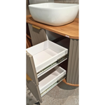 Imagen de Mueble de baño suspendido Tereza Cristina 100 cm Catedral/Avellana con bacha y botiquin