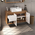 Imagen de Mueble de baño suspendido Apollo Rustico Blanco 90 cm sin bacha