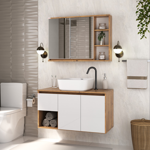 Imagen de Mueble de baño suspendido Apollo Rustico Blanco 90 cm sin bacha