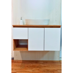 Imagen de Mueble de baño suspendido Apollo Rustico Blanco 90 cm sin bacha