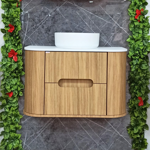 Imagen de Mueble de baño suspendido Eleonora 80 cm Blanco/Catedral con bacha y botiquin