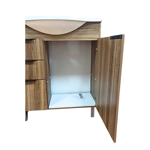Imagen de Mueble de baño de pie Crystal Nogal 72 cm con Bacha de resina y espejo con botiquín