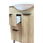 Imagen de Mueble de baño de pie Crystal Roble 56 cm con Bacha de resina natural y espejo botiquín
