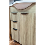 Imagen de Mueble de baño de pie Crystal Roble 56 cm con Bacha de resina natural y espejo botiquín