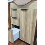 Imagen de Mueble de baño de pie Crystal Roble 56 cm con Bacha de resina natural y espejo botiquín