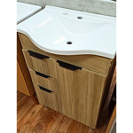 Imagen de Mueble de baño de pie Crystal Nogal 56 cm con Bacha de resina natural y espejo botiquín