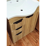 Imagen de Mueble de baño de pie Crystal Nogal 56 cm con Bacha de resina natural y espejo botiquín