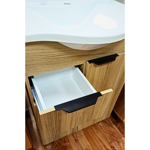 Imagen de Mueble de baño de pie Crystal Nogal 56 cm con Bacha de resina natural y espejo botiquín