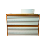 Imagen de Mueble De Baño Suspendido Osaka Beige 82 cm con bacha De Loza y Tapa de Vidrio