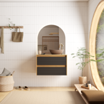 Imagen de Mueble de baño suspendido Osaka Negro 82 cm Bacha loza y  tapa de vidrio