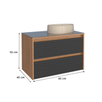 Imagen de Mueble de baño suspendido Osaka Negro 82 cm Bacha loza y  tapa de vidrio