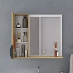 Imagen de Mueble de baño de pie Crystal Nogal 72 cm con Bacha de resina y espejo con botiquín