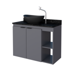 Imagen de Mueble de baño suspendido Aster Gris 80 cm mesada granito sin bacha
