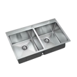 Imagen de Pileta de cocina DREAM doble acero inox(304) 82x45x23 cm