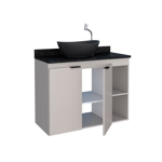 Imagen de Mueble de baño suspendido Aster beige 80 cm mesada granito Negro sin bacha