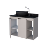 Imagen de Mueble de baño suspendido Aster beige 80 cm mesada granito Negro sin bacha