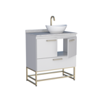 Imagen de Mueble de baño de pie Suez Blanco 80 cm mesada granito blanco sin bacha