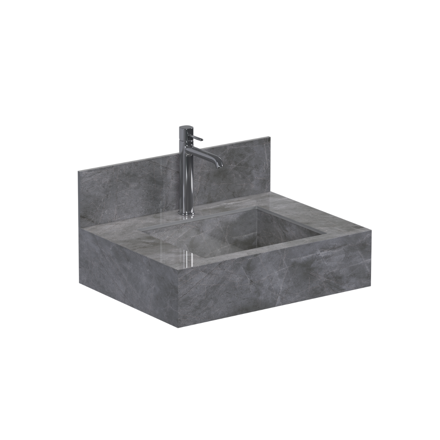 Imagen de Mueble de baño suspendido de porcelanato Gris Napoles 60 cm con bacha incorporada