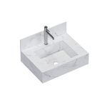 Imagen de Mueble de baño suspendido de porcelanato Blanco Calacata Napoles 60 cm con bacha incorporada