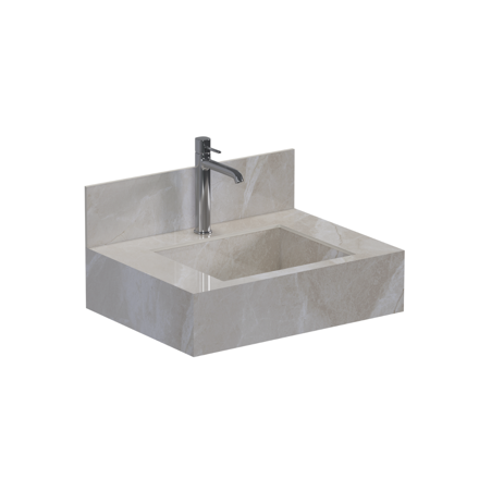 Imagen de Mueble de baño suspendido de porcelanato Beige Napoles 60 cm con bacha incorporada