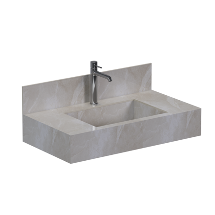 Imagen de Mueble de baño suspendido de porcelanato Beige Napoles 80 cm con bacha incorporada