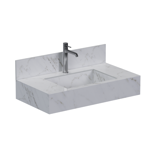 Imagen de Mueble de baño suspendido de porcelanato Blanco Calacata Napoles 80 cm con bacha incorporada