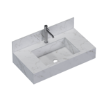 Imagen de Mueble de baño suspendido de porcelanato Blanco Calacata Napoles 80 cm con bacha incorporada