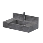 Imagen de Mueble de baño suspendido de porcelanato Gris Napoles 80 cm con bacha incorporada