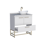 Imagen de Mueble de baño de pie Suez Blanco 80 cm mesada granito blanco con bacha de Loza