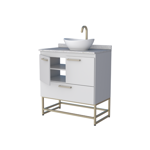 Imagen de Mueble de baño de pie Suez Blanco 80 cm mesada granito blanco con bacha de Loza