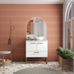 Imagen de Mueble de baño de pie Suez Blanco 80 cm mesada granito blanco con bacha de Loza