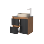 Imagen de Mueble de baño suspendido Kyoto Negro 61 cm con tapa de vidrio y bacha de loza