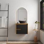 Imagen de Mueble de baño suspendido Kyoto Negro 61 cm con tapa de vidrio sin bacha