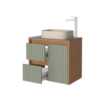 Imagen de Mueble de baño suspendido Kyoto Verde 61 cm con tapa de vidrio y bacha de loza