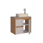 Imagen de Mueble de baño suspendido Kyoto Beige 61 cm con tapa de vidrio sin bacha