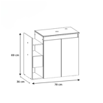 Imagen de Mueble de baño suspendido Lotus Negro 80 cm con tapa de vidrio sin bacha